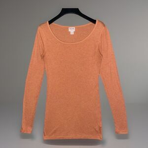 Mossimo Supply Co Ribbed Long Sleeve Scoop Neck Knit Top Size S Small Orange